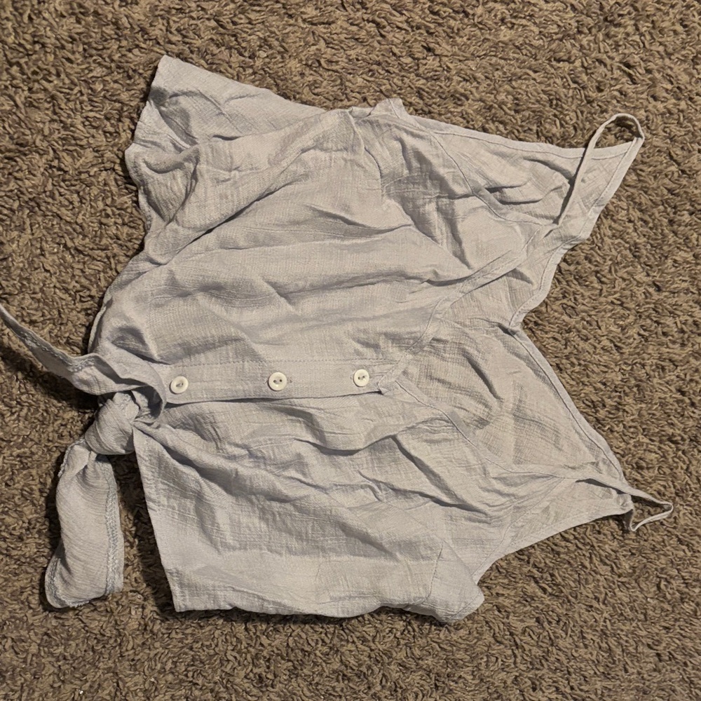 Light Gray Button-Up Crop Top